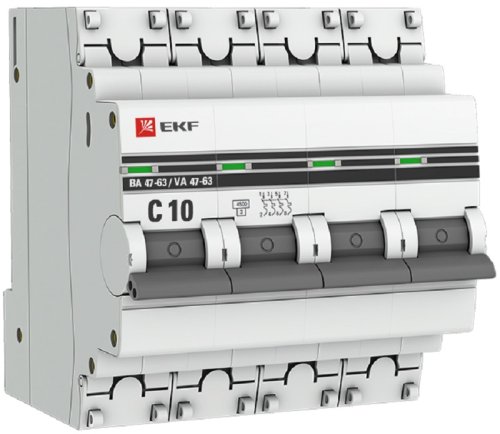 Выключатель автоматический EKF PROxima ВА47-63 4п 10А C 4.5кА фото Выключатель автоматический EKF PROxima ВА47-63 4п 10А C 4.5кА картинка